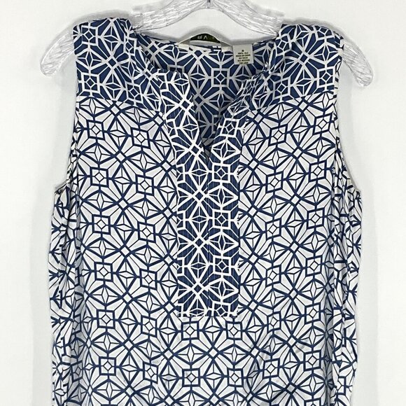 ORVIS Top Women 8 100% Silk Sleeveless Lightweight Geometric Color-block Flowy - Picture 4 of 12